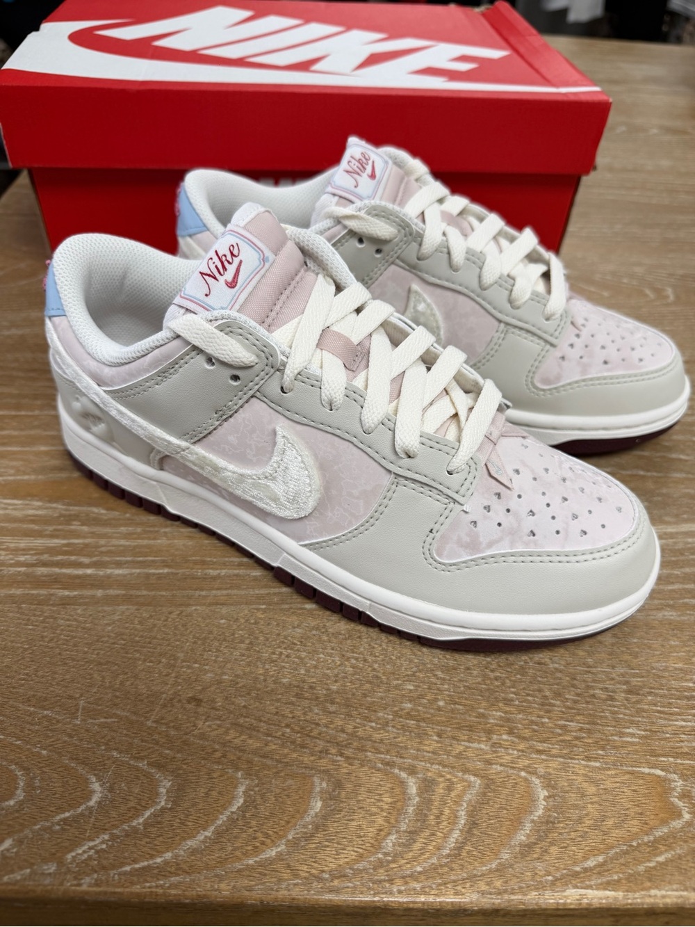 Nike Women’s Low-Top Sneakers in Light Pink, Cream & Deep Plum Sole